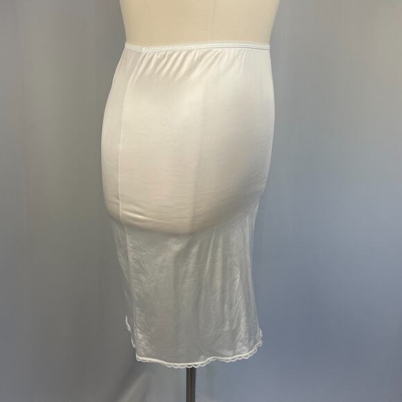 Vintage Half Slip Skirt Size Large White Ivory Solid Satin Nylon Side Slit - Picture 4 of 15